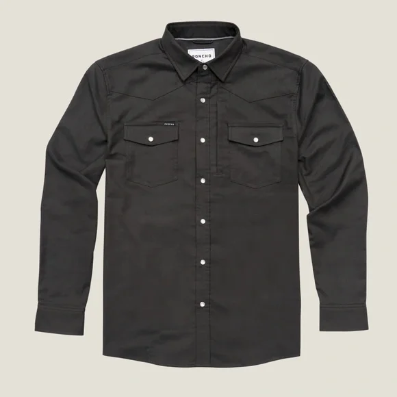 Poncho Laramie Western Performance Flannel Long Sleeve Pearl Snap Shirt Gray-XL - Picture 1 of 12